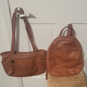 Libaire Brown Leather Women's Bag Set